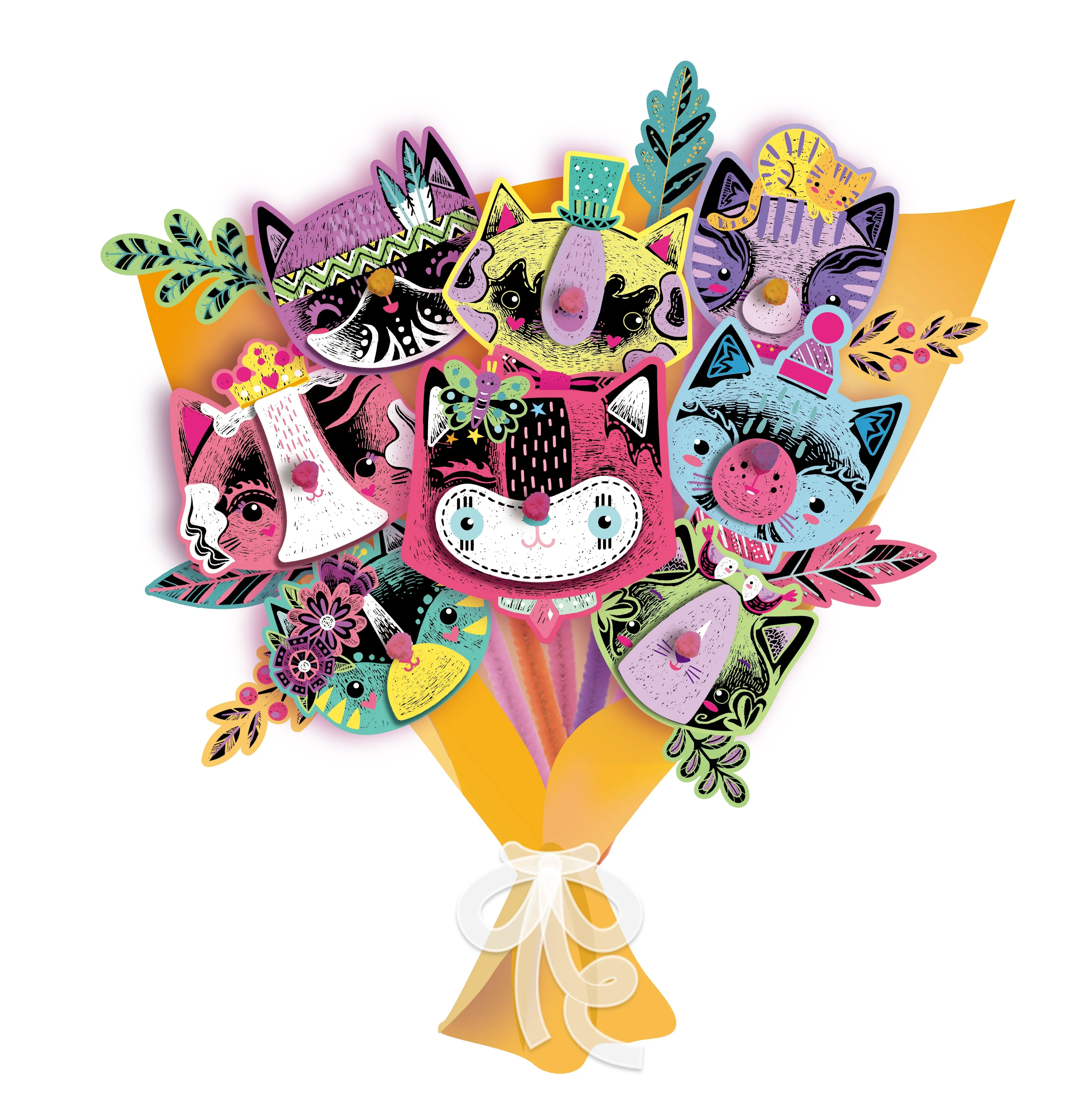 Avenir Scratch Art Kitty Bouquet