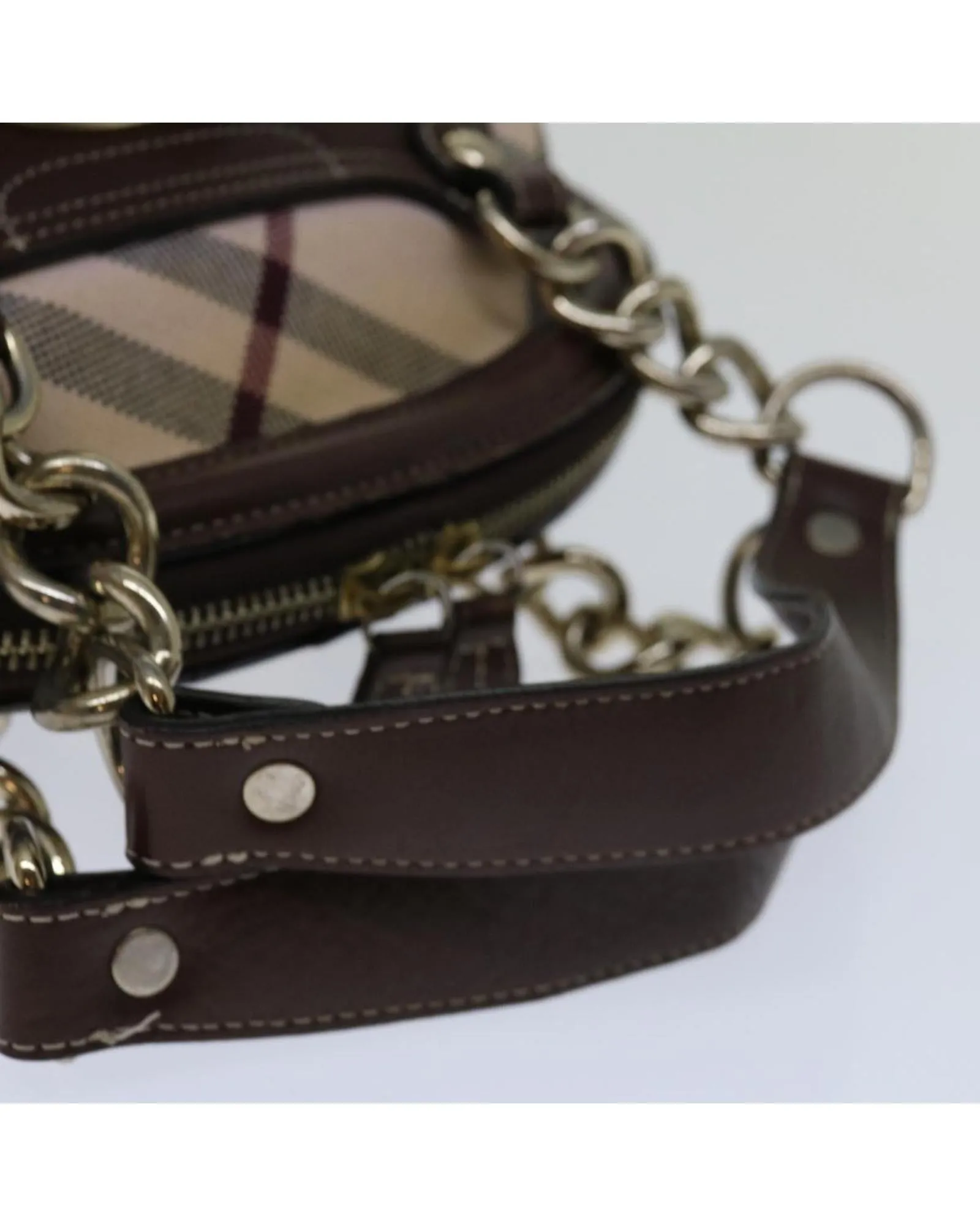 Checkered Canvas Hand Bag in Beige by Luxury Designer