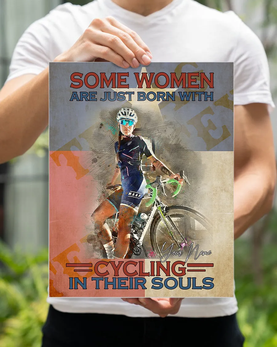 Customized Image Canvas- Some Women Are Just Born With Cycling In Their Souls- Personalized Name Gift