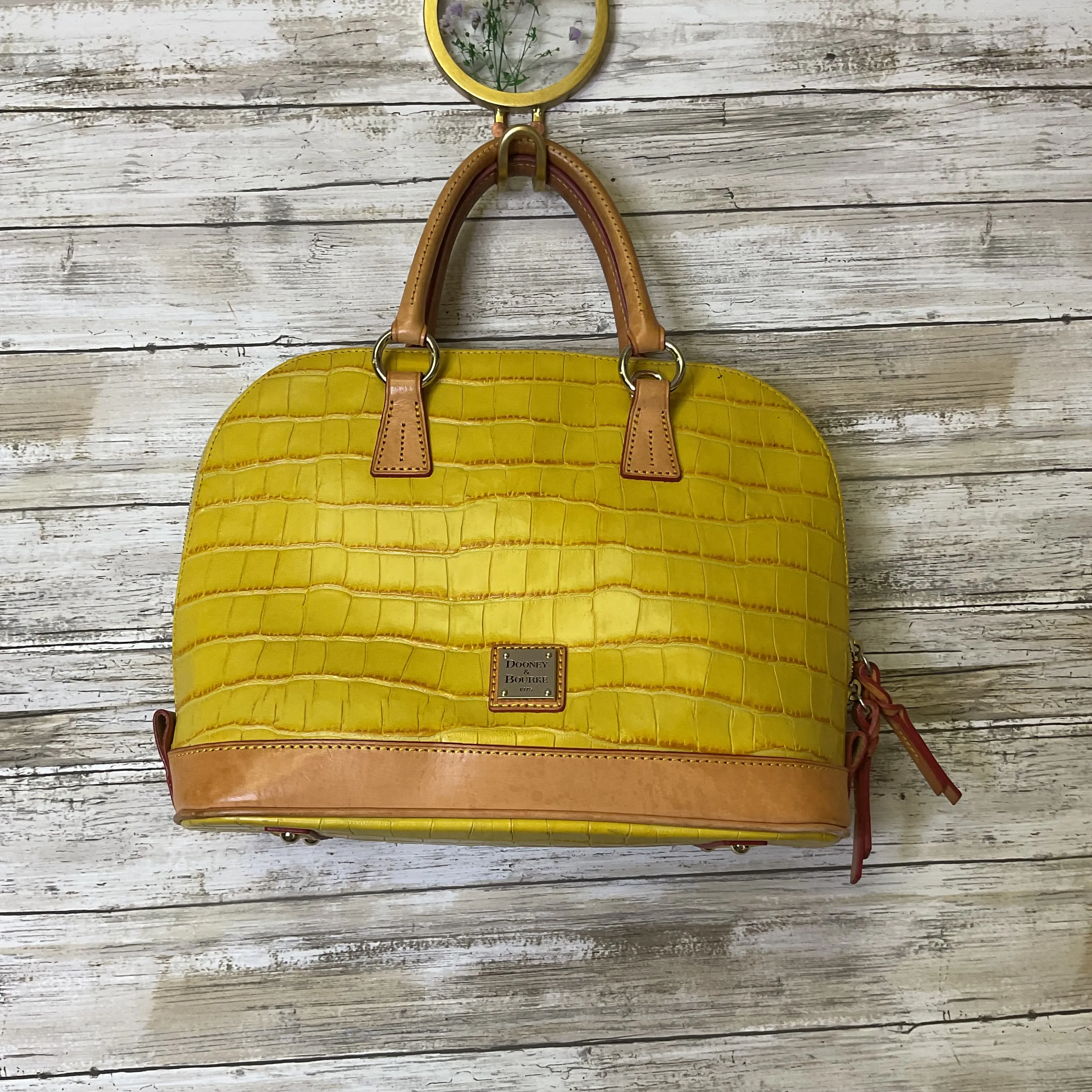 Handbag Designer By Dooney And Bourke In Yellow, Size:Medium
