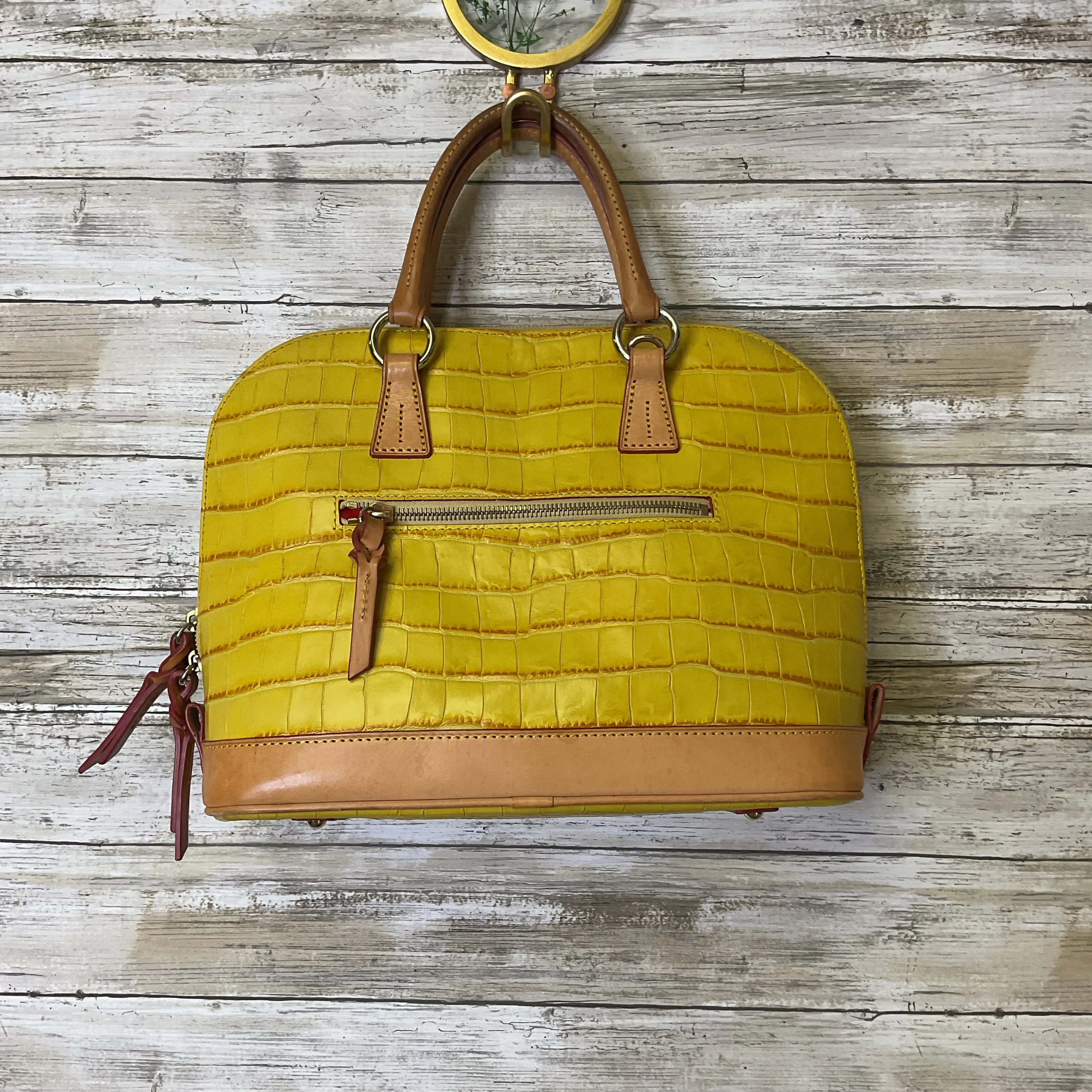 Handbag Designer By Dooney And Bourke In Yellow, Size:Medium