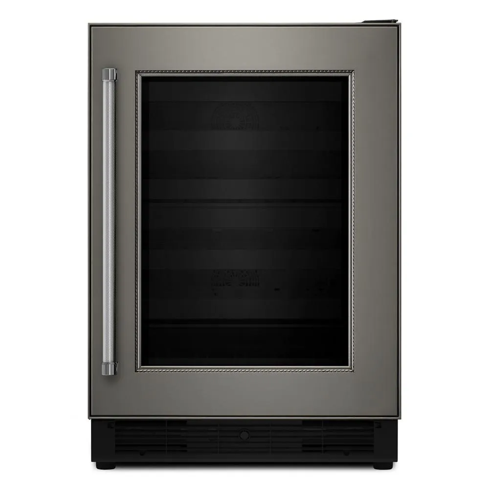 Kitchenaid KUWR204EPA 24" Panel Ready Wine Cellar with Glass Door and Wood-Front Racks