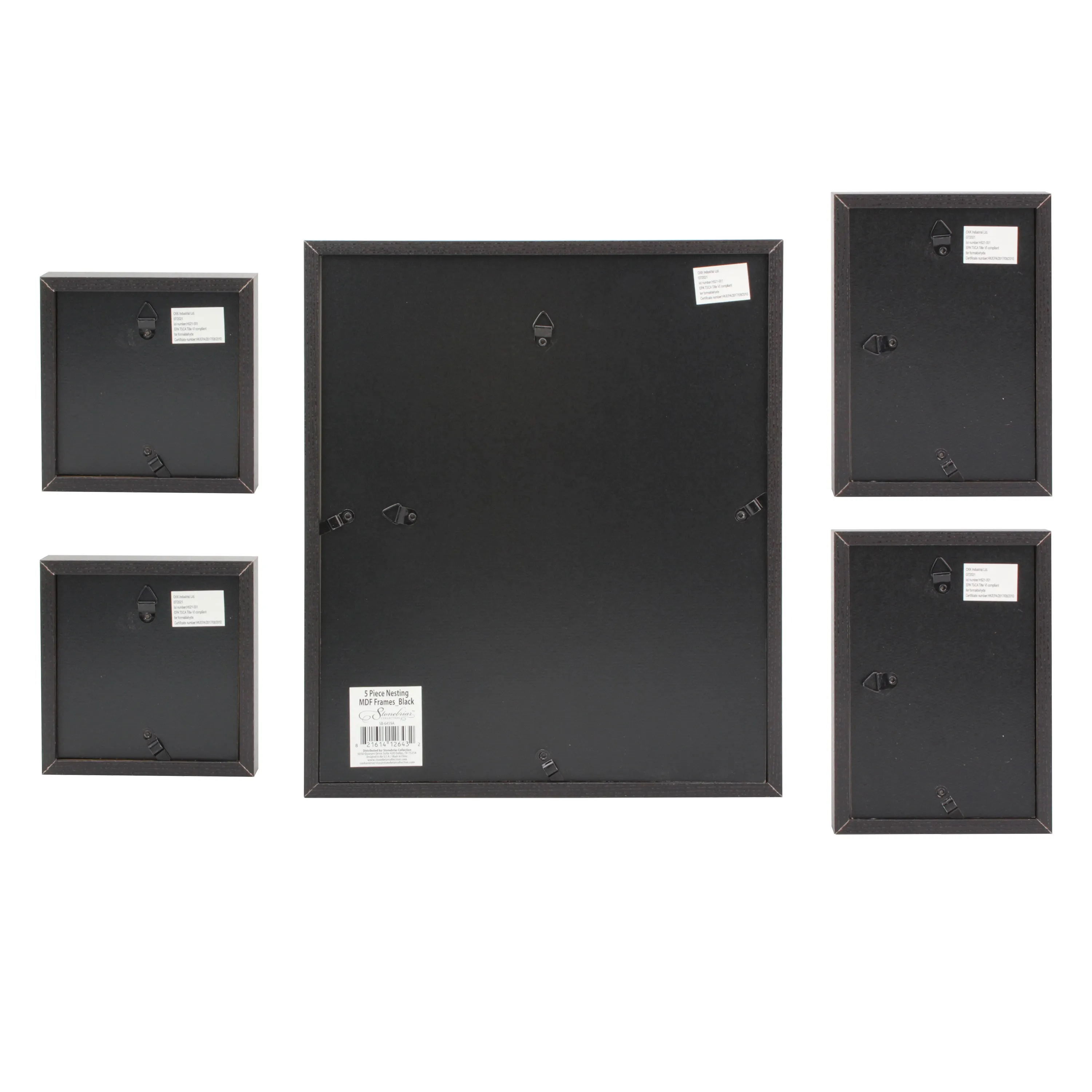 Rectangle Wall Mounted Gallery Frames, Wood, Black (Set of 5) (WS)