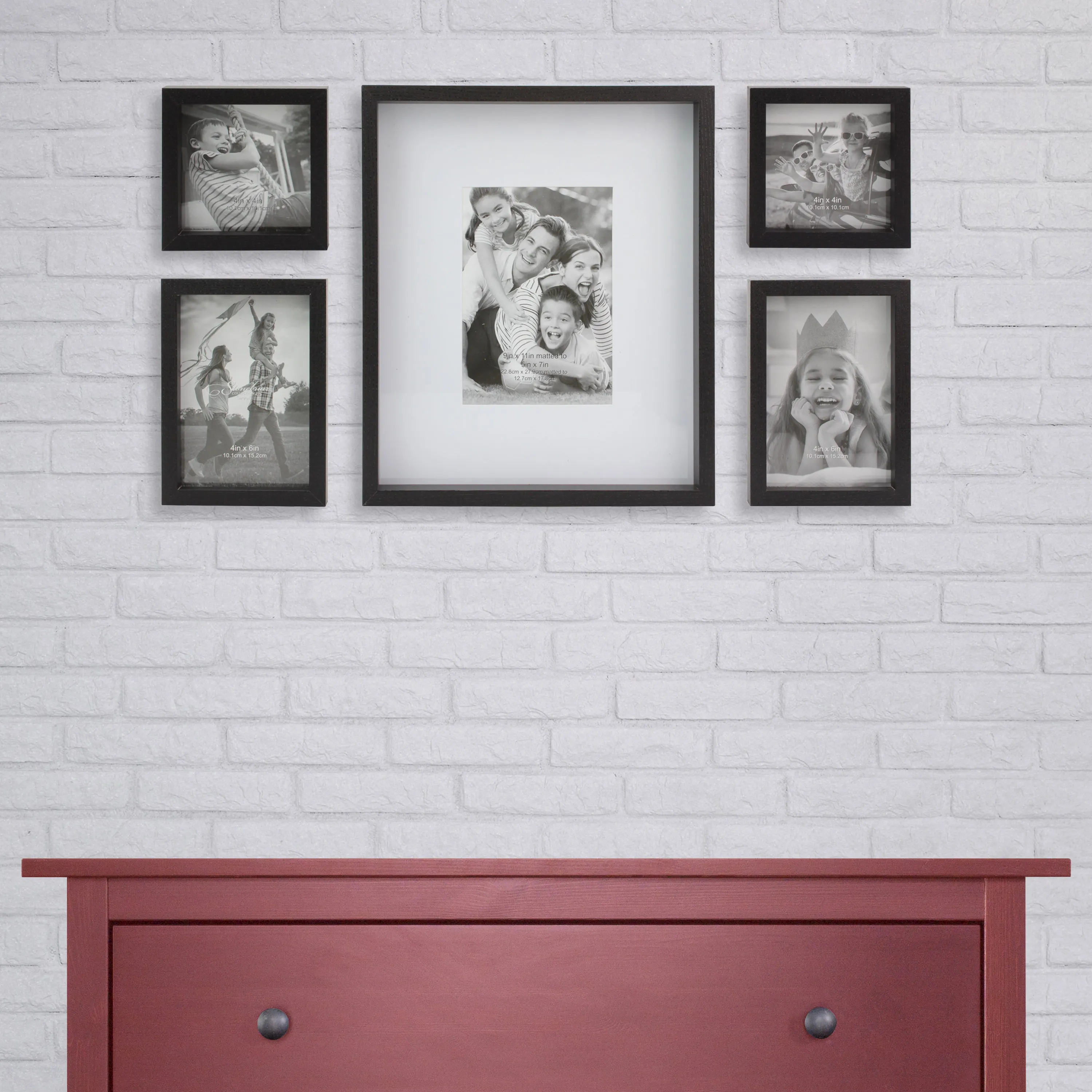 Rectangle Wall Mounted Gallery Frames, Wood, Black (Set of 5) (WS)
