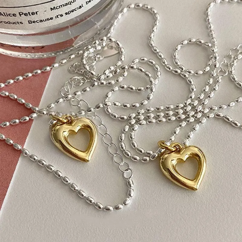 Simple Sterling Silver Niche Design Sentimental Heart Necklace
