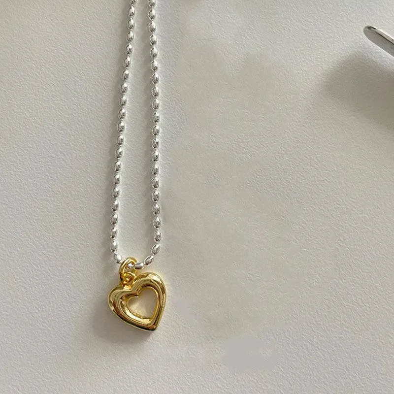 Simple Sterling Silver Niche Design Sentimental Heart Necklace