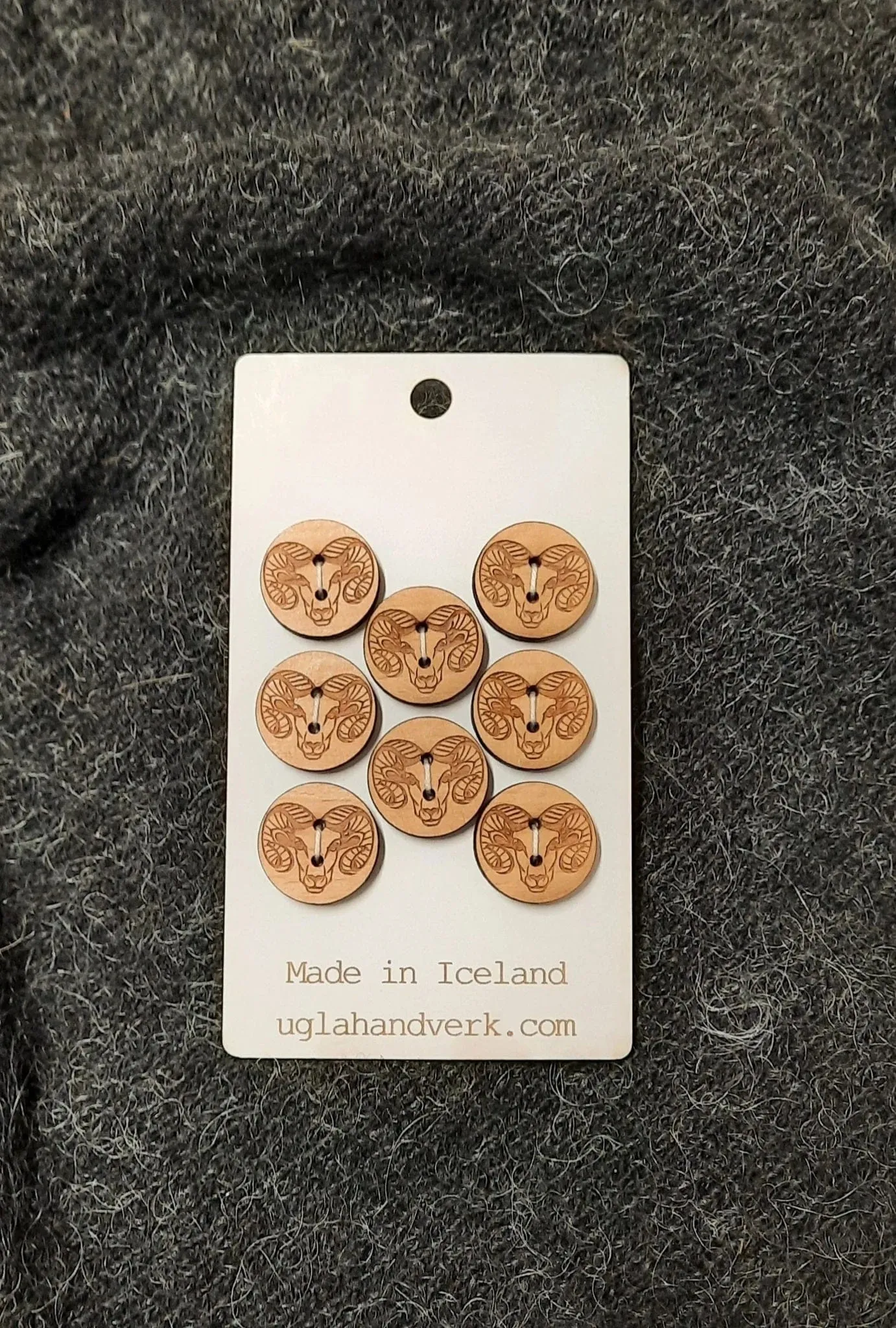 Wooden Buttons - Icelandic Ram Sheep