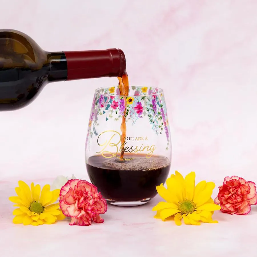 You Are a Blessing Gift Boxed 17 oz Stemless Wine Glass
